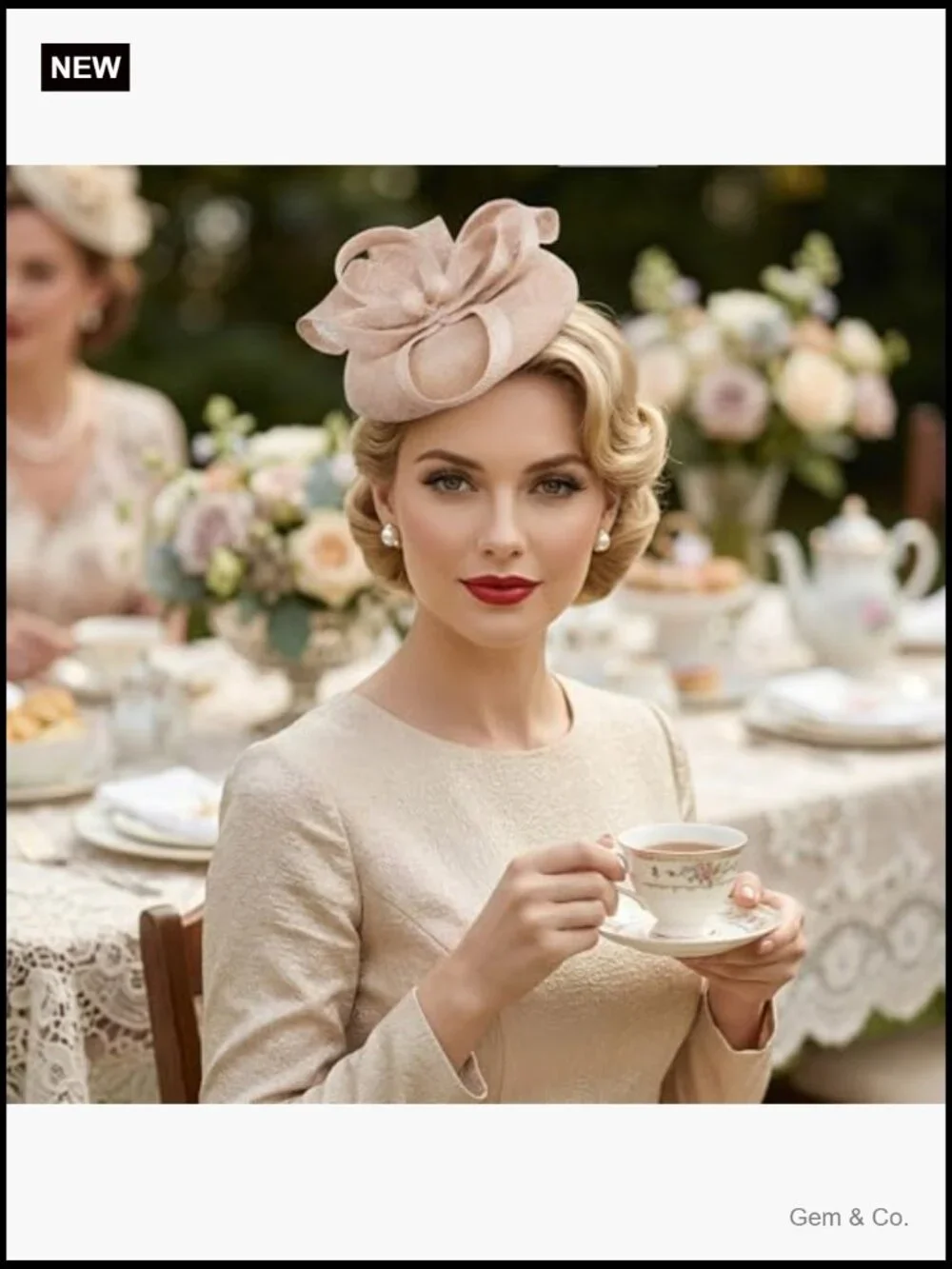 Fascinator Tea Party Hat with Bow Pearl, Pillbox Hat for Wedding Cocktail